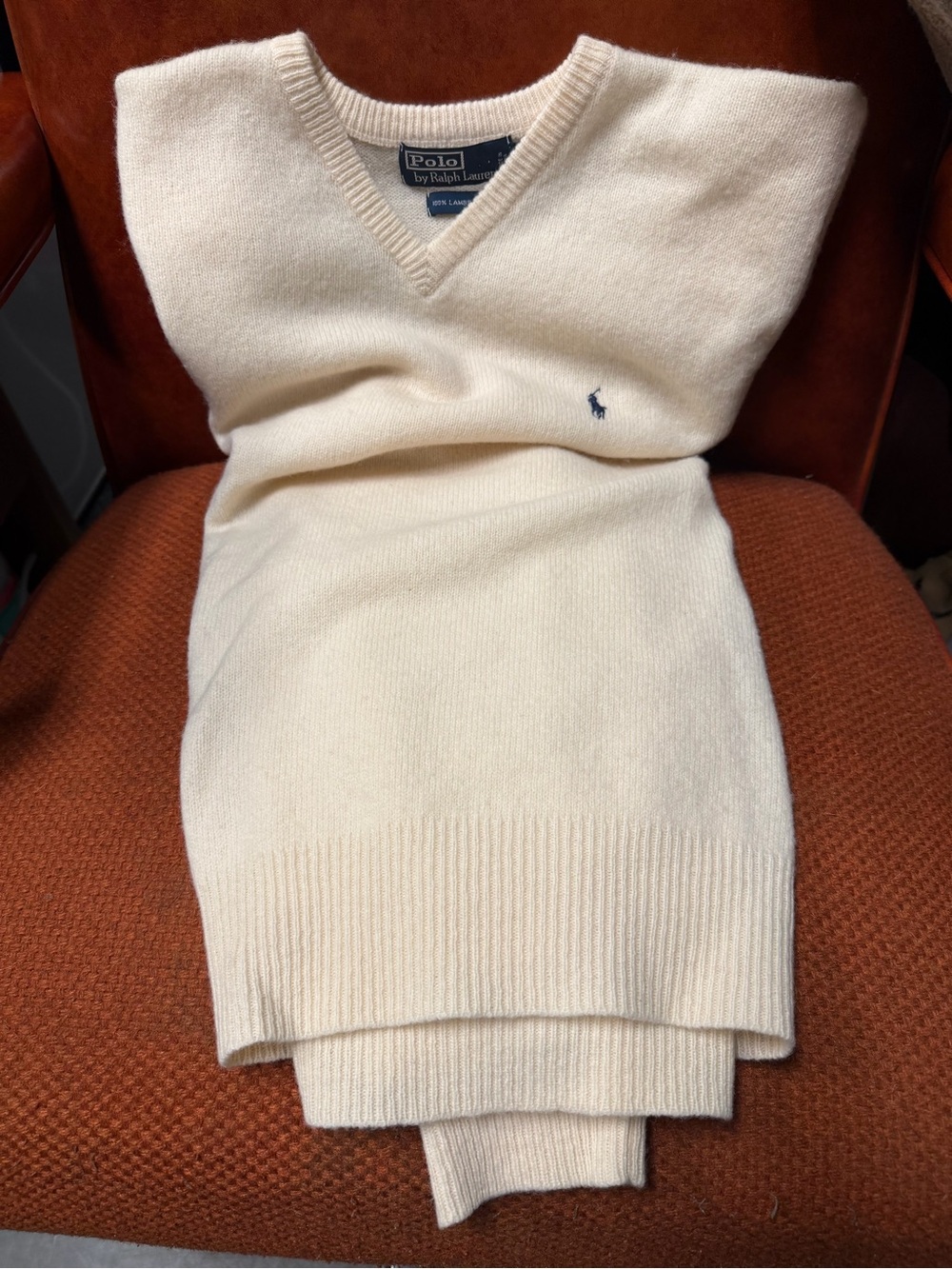 Ralph Lauren Cream V-Neck Cashmere-Blend Sweater